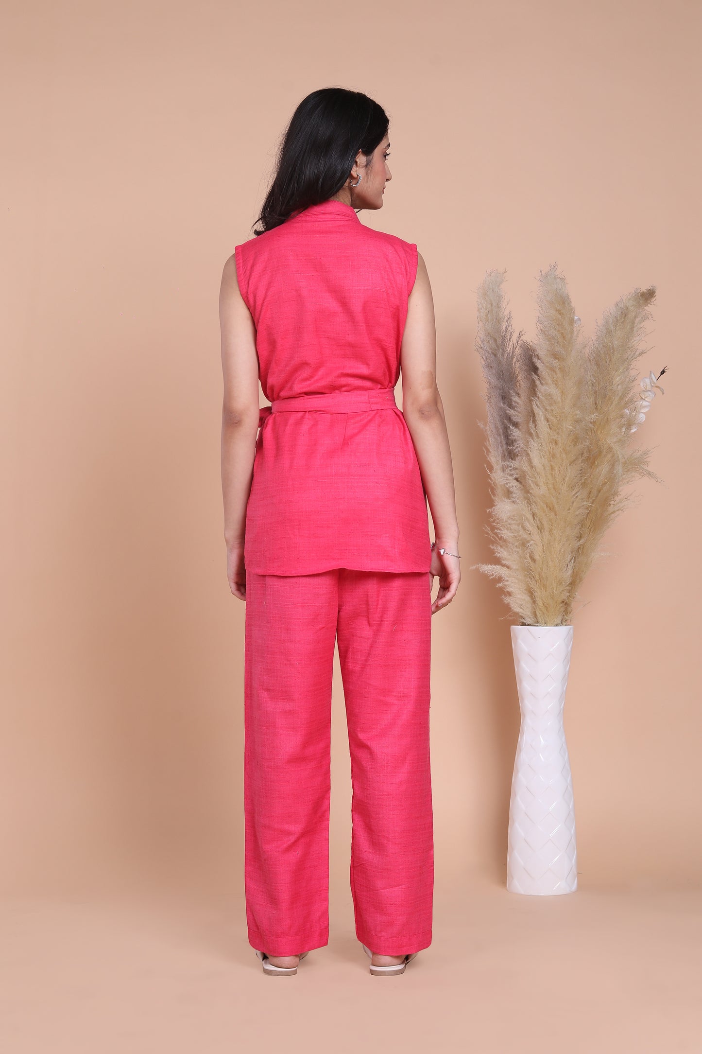 Silk Solid Pink blazer set