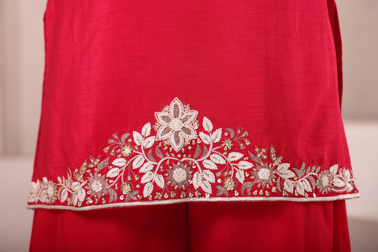 Fuchsia Pink Hand Embroidered Sharara Set