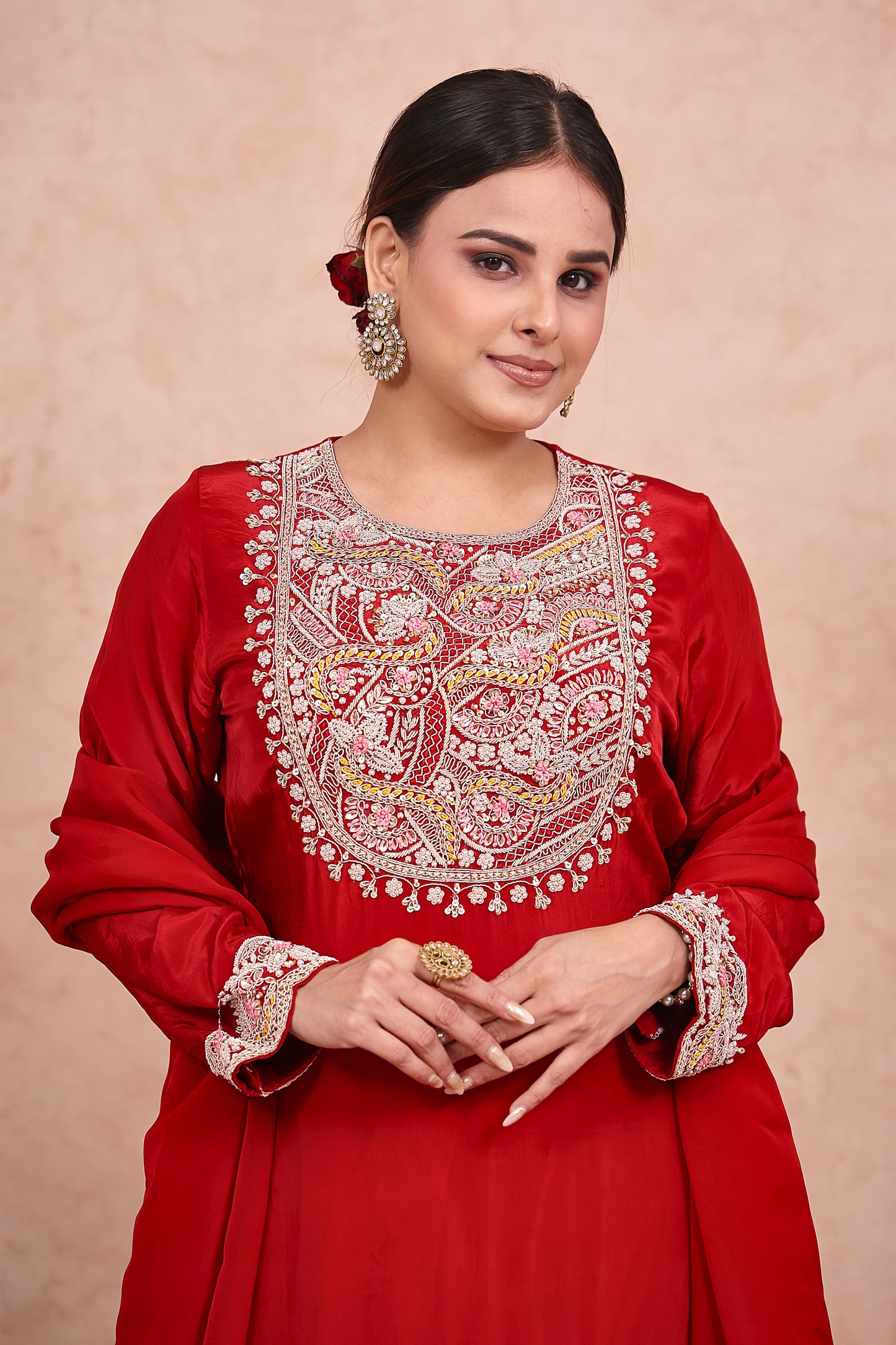 Maroon Crepe Zardosi Embroidered Sharara Set