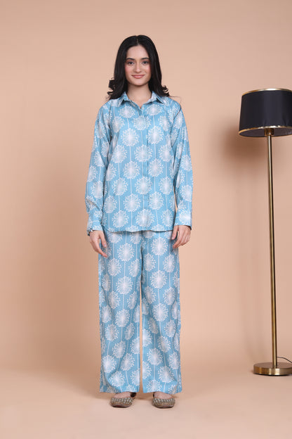 Linen Sky Bloom Shirt Co-ord Set