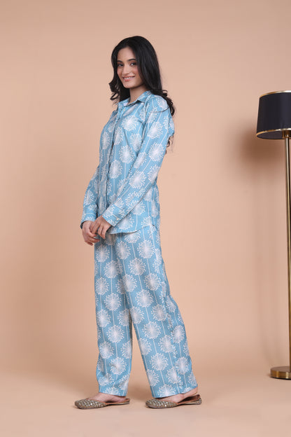 Linen Sky Bloom Shirt Co-ord Set