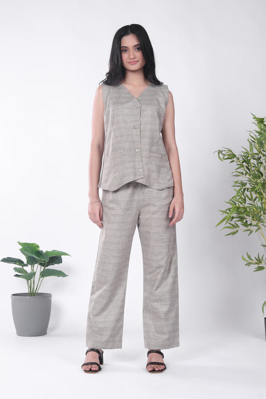 Silk Khaki Waistcoat Set