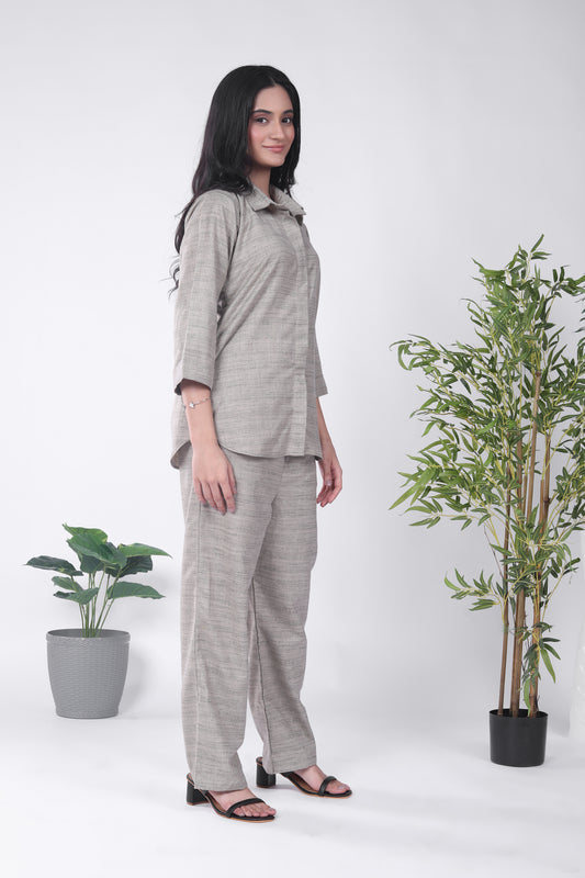 Silk Khaki Co-ord Set