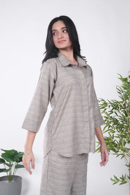 Silk Khaki Co-ord Set