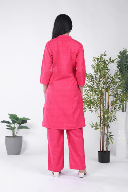 Silk Solid Pink Kurta Set