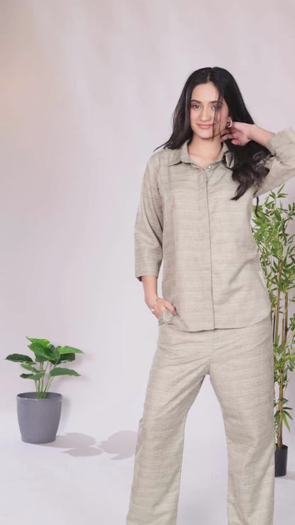 Silk Khaki Co-ord Set